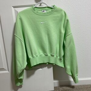 Nike Women's Lime Green Cropped Sweatshirt